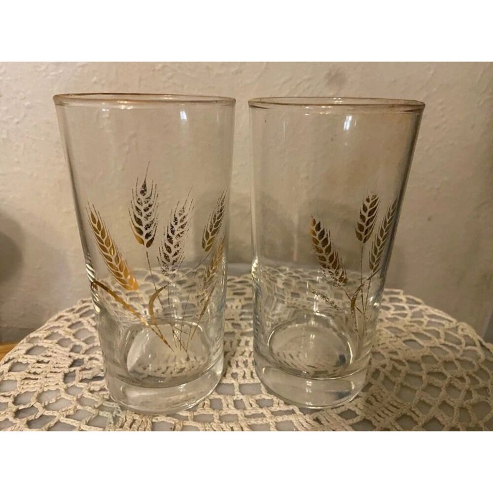 Vintage Libbey "Golden Wheat" Tumbler Drinking Glasses